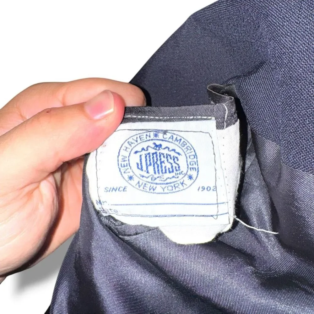 J. PRESS Navy 3/2 100% Wool Made in USA Blazer Sz 46R